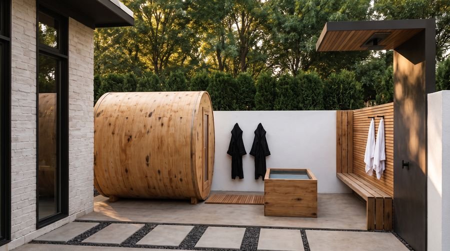 Side gate approach to the wellness courtyard